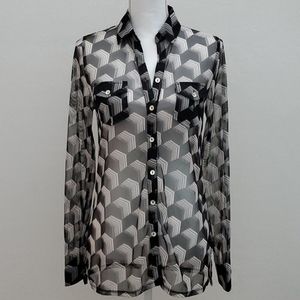 Sheer Geometric Pattern Shirt
